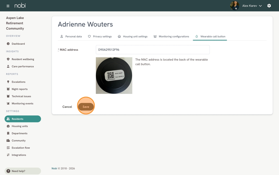 How to Assign a Wearable Call Button to a Resident - Step 11.jpeg
